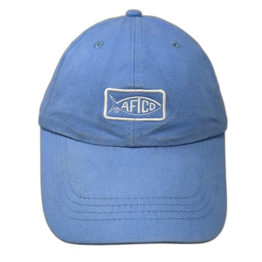 AFTCO Baseball Cap Blue One Size Slideback Cotton Fish Logo Fishing Hat Outdoor
